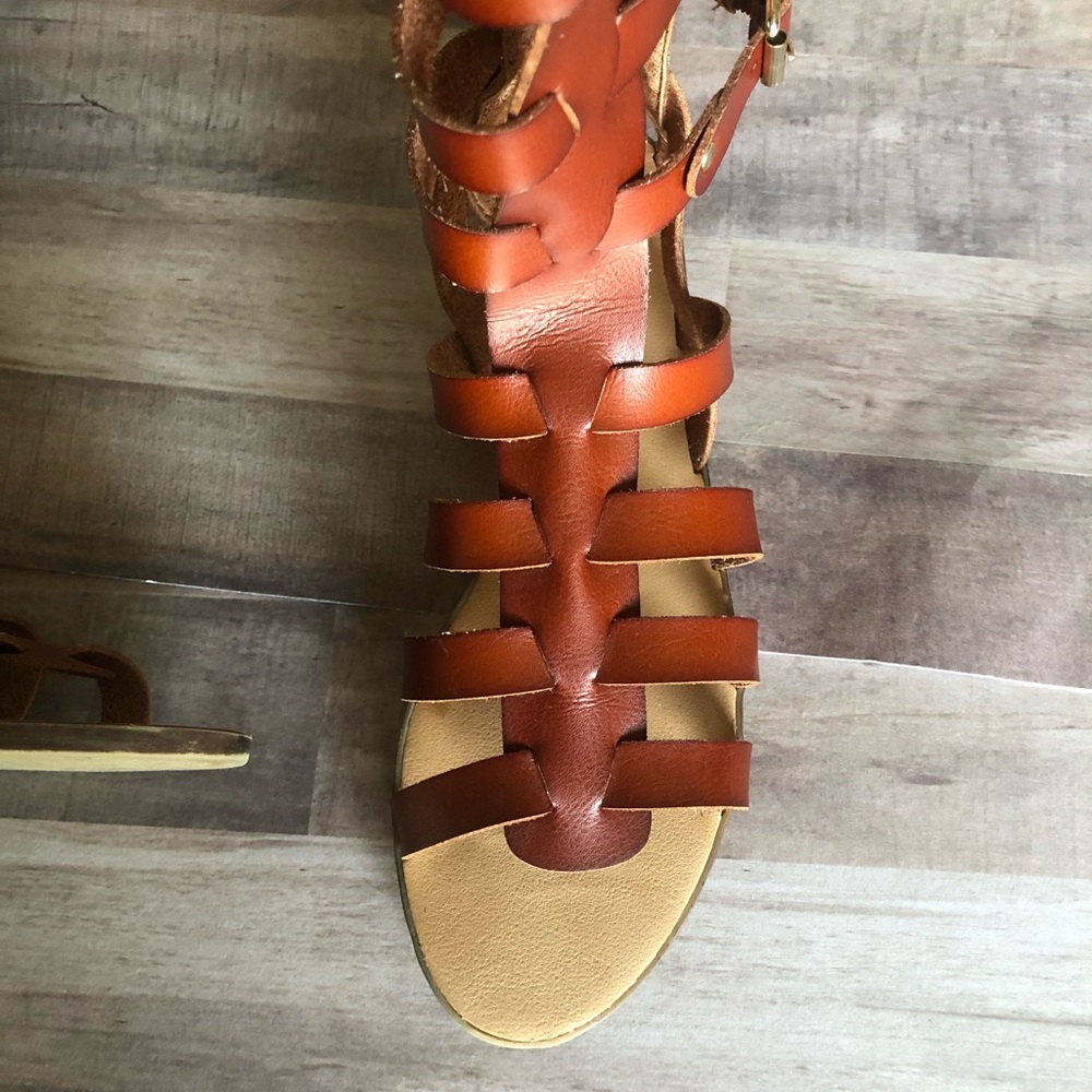 Madden Girl Brown Cognac Penna Gladiator Sandals - Picture 4 of 6